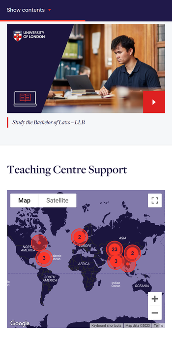 UoL course page teaching centre support