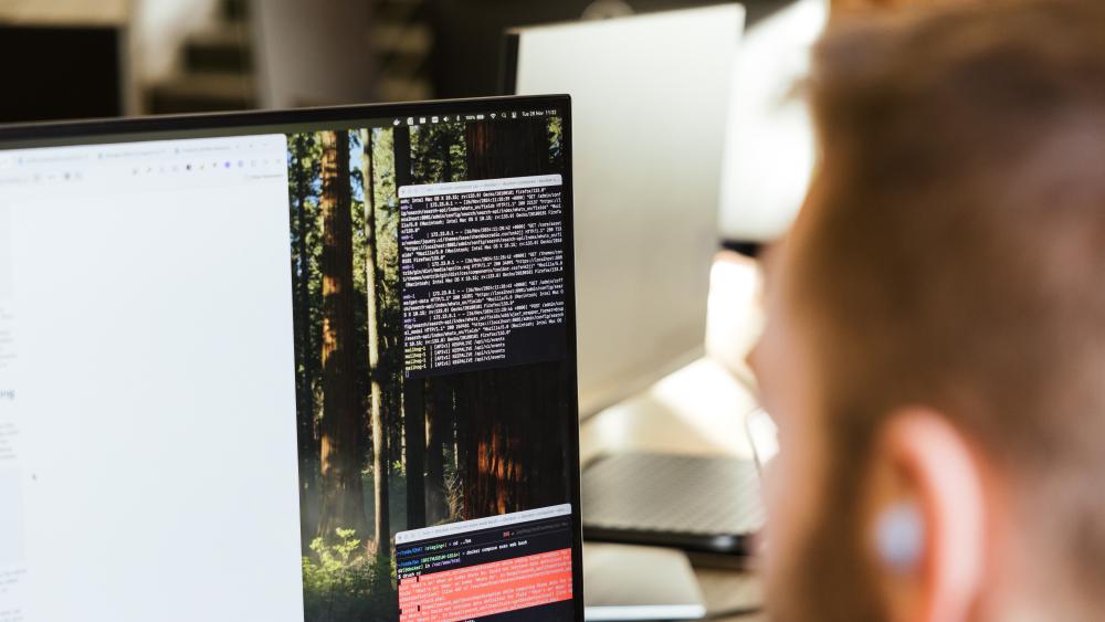 developer looking at code