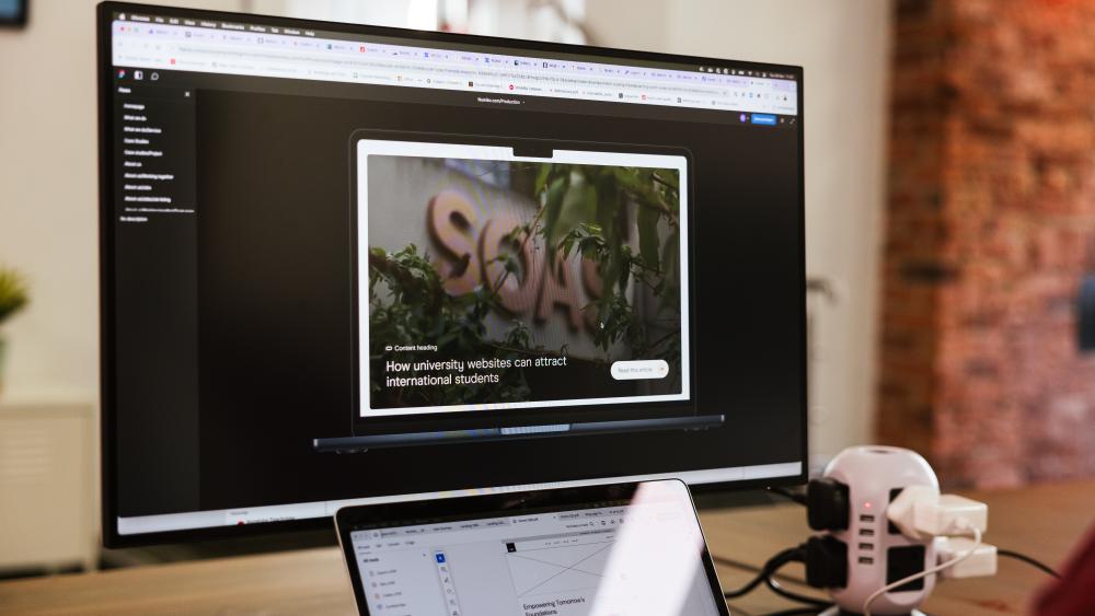A screen showing a website being designed