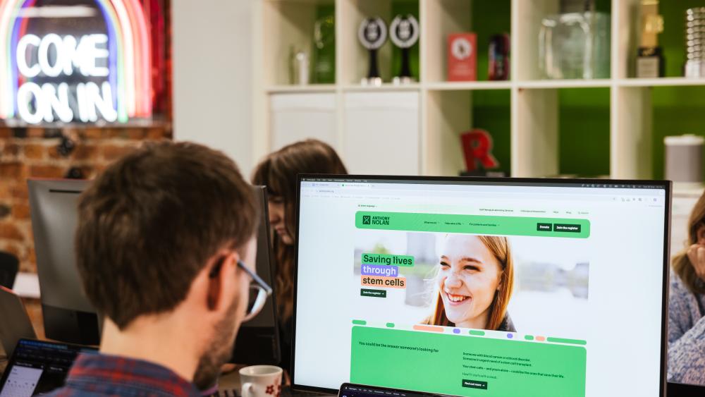 Designer working on a charity website